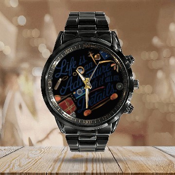 Discover Creative illustration of text life is an adventure Calendar Steel Band Watch