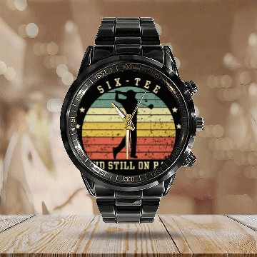 Discover Funny 60th Birthday Golf Lover Six-Calendar Steel Band Watch and still o