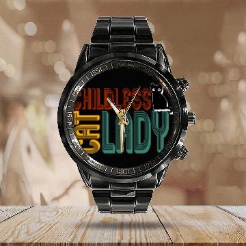 Discover childless cat lady Kamala Harris 2024 Calendar Steel Band Watch