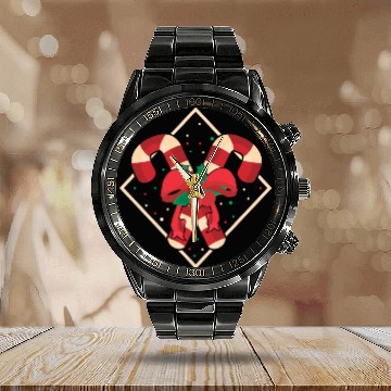 Discover Candy Canes Christmas Calendar Steel Band Watch - Holiday Christmas