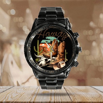 Discover cowboy funny women hat wild western rodeo texas Calendar Steel Band Watch