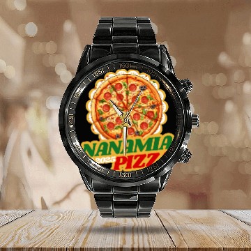 Discover pizza Calendar Steel Band Watch
