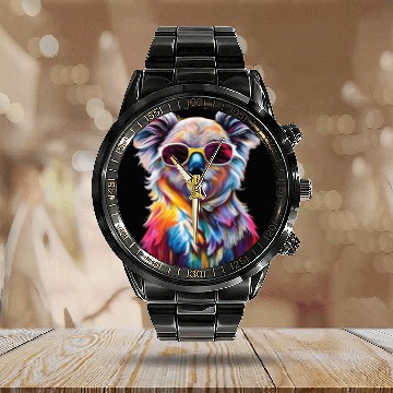 Discover Cooler Koala With Sunglasses Calendar Steel Band Watch