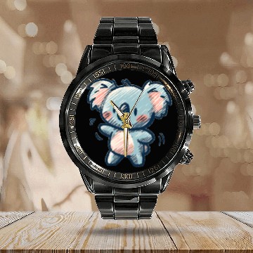 Discover Koala doodle Calendar Steel Band Watch