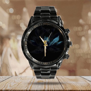 Discover Modern Lotus with Brushstroke Effect 1 Calendar Steel Band Watch