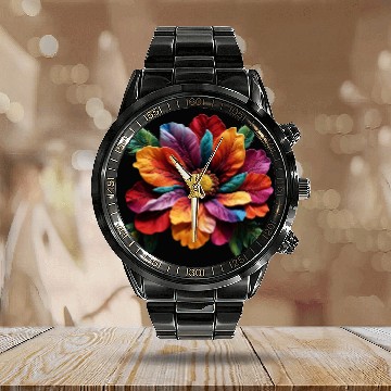 Discover Spectrum Bloom - A Symphony of Floral Hues Calendar Steel Band Watch
