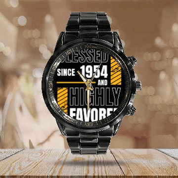 Discover Blessed Since 1954 Highly Favored 70th Birthday Calendar Steel Band Watch