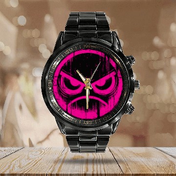 Discover Psycho Emotion Pink Calendar Steel Band Watch