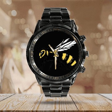Discover Two Color Wasp Insect Art Calendar Steel Band Watch
