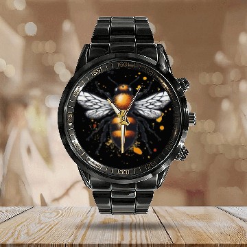 Discover Honey Bee Insect Art Calendar Steel Band Watch