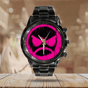 Discover Angry Cool Face Calendar Steel Band Watch