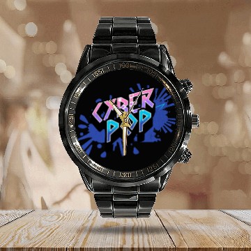 Discover Cyber Pop - Vibrant Y2K Streetwear Aesthetic Calendar Steel Band Watch