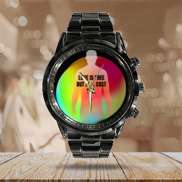 Discover Black Neon Green Red Spiritual Chakra Calendar Steel Band Watch