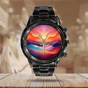 Discover Colorful Sunrise Calendar Steel Band Watch