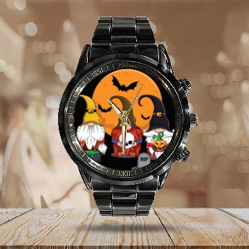 Discover Halloween Gnomes Witch Cute Creepy Halloween Calendar Steel Band Watch