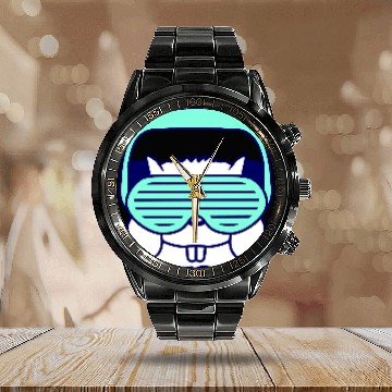 Discover Cute DJ Hamster Party Animal Guinea Pig Pet Face Calendar Steel Band Watch