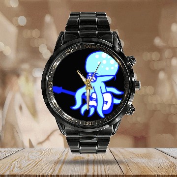 Discover Cool Octopus Kraken Squid Plays Guitar Guitarist Calendar Steel Band Watch