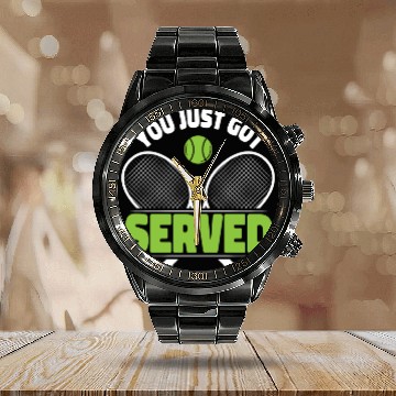 Discover Funny Tennis Player Racket Friends Calendar Steel Band Watch