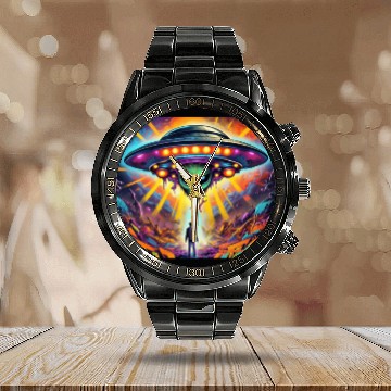 Discover Trippy alien Calendar Steel Band Watch