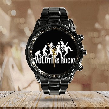 Discover Evolution Rocks Guitar Guitarist Music Fun Bassist Calendar Steel Band Watch