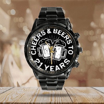 Discover Cheers And Beers To 21 Years 21st Birthday Calendar Steel Band Watch