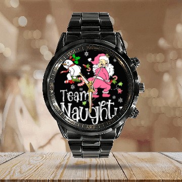 Discover Team Naughty Matching Couples Christmas Pajamas Calendar Steel Band Watch