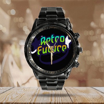 Discover Retro Future - Neon Streetwear for Y2K lovers Calendar Steel Band Watch