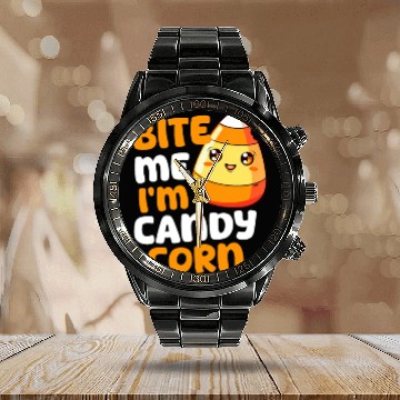 Discover Candy Corn Bite Me, I'M Candy Corn Calendar Steel Band Watch