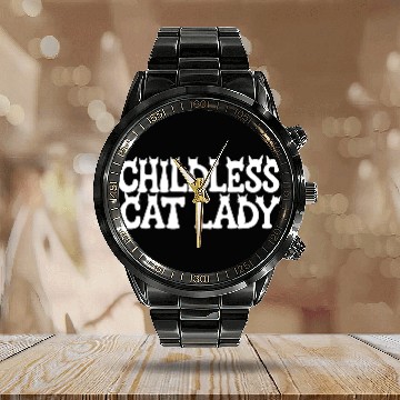 Discover Childless Cat lady Kamala Harris Calendar Steel Band Watch