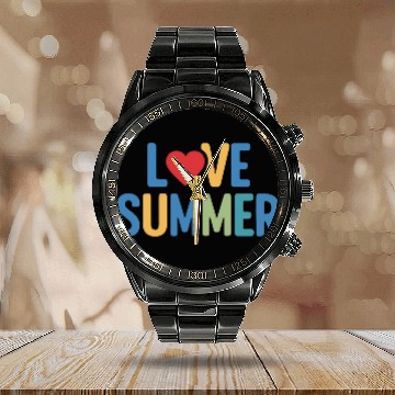 Discover Love summer colourful and lovely illustration Calendar Steel Band Watch