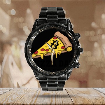 Discover Bitcoin Pizza Day - Never Forget Calendar Steel Band Watch