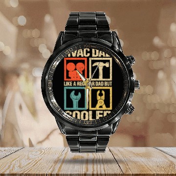 Discover HVAC Dad But Cooler Funny HVAC Technician Father Calendar Steel Band Watch