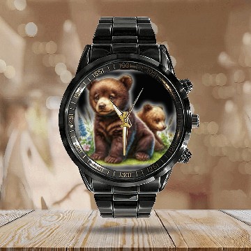Discover Cute baby animals Calendar Steel Band Watch