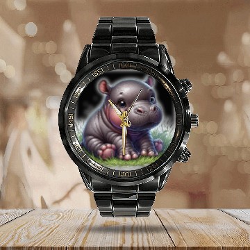 Discover Cute baby animals Calendar Steel Band Watch