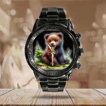 Discover Cute baby animals Calendar Steel Band Watch