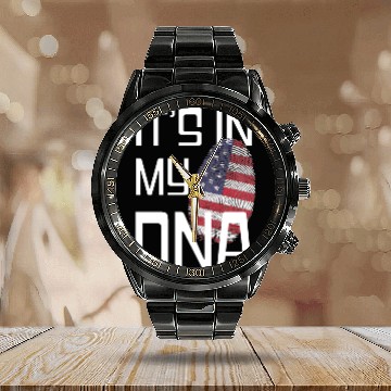 Discover It's in my DNA - Love America Calendar Steel Band Watch
