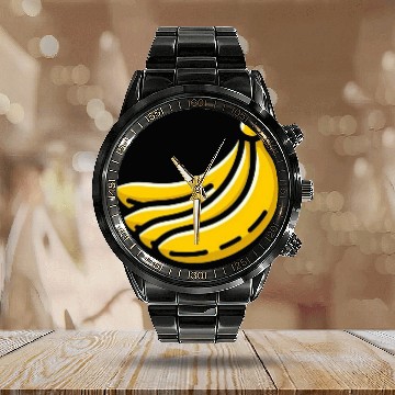 Discover Banana minimalist bananas design food art 1 Calendar Steel Band Watch