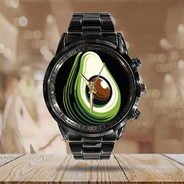 Discover Avocado minimalist avocados design food art 2 Calendar Steel Band Watch