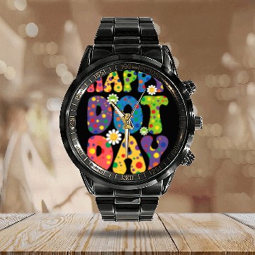 Discover Happy Dot day september 15th for teacher kids Calendar Steel Band Watch