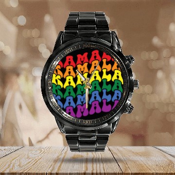 Discover Kamala Harris LGBTQ Gay Pride Lesbian Fun Calendar Steel Band Watch