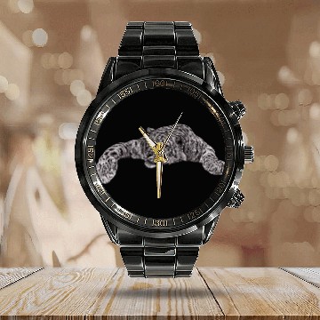 Discover Relaxing snow leopard Calendar Steel Band Watch