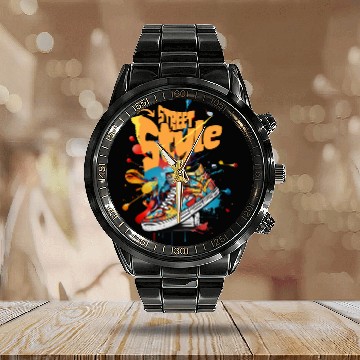Discover 'Street Style' Graffiti Drip Shoe GD Calendar Steel Band Watch