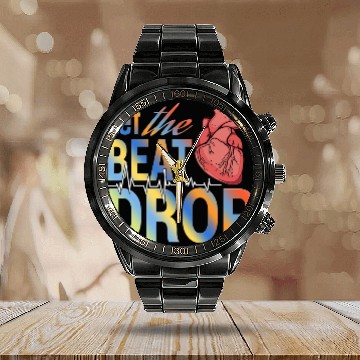 Discover Let the beat drop medical Calendar Steel Band Watch