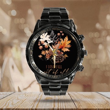 Discover Autumn Flowers Calendar Steel Band Watch