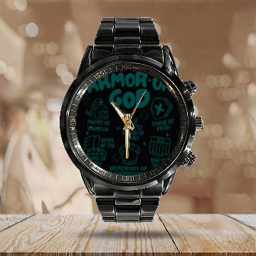 Discover Armor of God Calendar Steel Band Watch