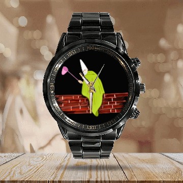 Discover Crawly Gnome Tiny Green Wizard, Funny Green Gnome Calendar Steel Band Watch