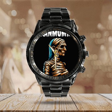 Discover Mummy Grandma GRANMUMMY Halloween Women Horror Calendar Steel Band Watch