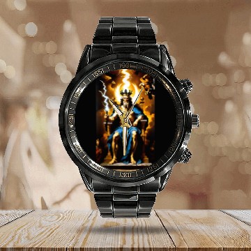 Discover Zeus Jupiter Greek Mythology Gods Baroque Calendar Steel Band Watch