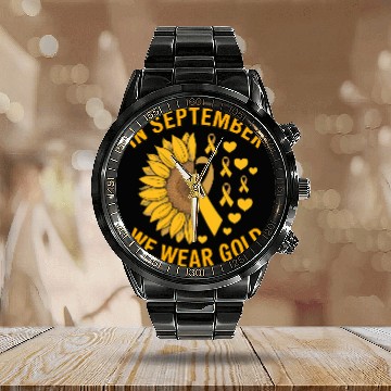 Discover September We Wear Gold Childhood Cancer Awareness Calendar Steel Band Watch