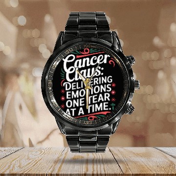 Discover Cancer Claus: Delivering Emotions Funny Cancer Calendar Steel Band Watch